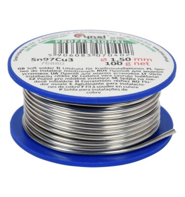 Spoiwo, drut lutowniczy do instalacji miedzianych 1,5mm, 100g