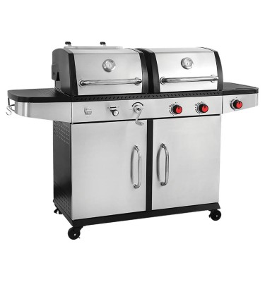 GRILL 2W1, GAZOWY + WĘGLOWY, STAL NIERDZEWNA 8,2KW