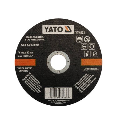 Tarcza do cięcia stali nierdzewnej 125x1,2x22 mm YT-6103 YATO
