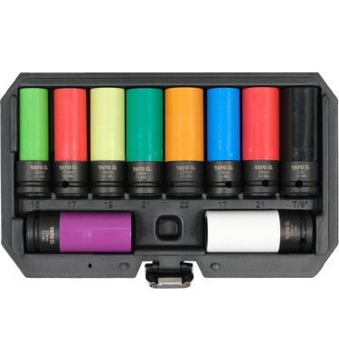 ZESTAW NASADEK UDAROWYCH DO FELG ALUMINIOWYCH. ZAWIERA 10 SZTUK. NAPĘD 1/2"