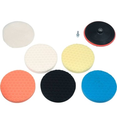 ZESTAW DO POLEROWANIA 180mm, M14, 8szt GĄBKI PADY POLERSKIE