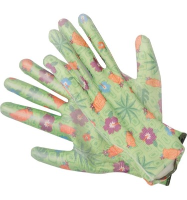 Rękawice ogrodowe - kwiatki - zielone 74127 Flo