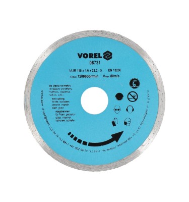 Tarcza diamentowa 115 mm, segment ciągły do glazury, marmuru Vorel