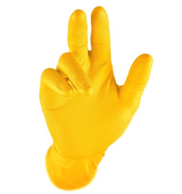Rękawice nitrylowe żółte grippaz XL antypoślizgowe 10szt