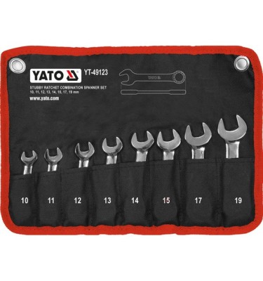 ZESTAW KLUCZY KLUCZE PŁASKO-OCZKOWE KRÓTKIE Z GRZECHOTKĄ 8 części Yato