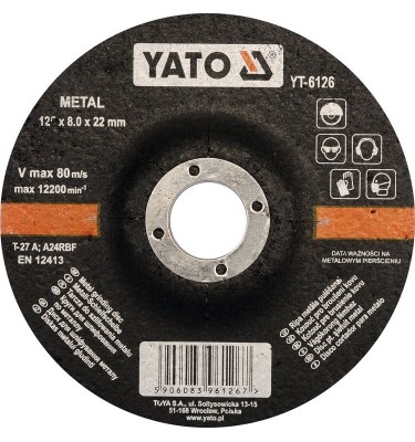Tarcza do szlifowania metalu 125x8,0x22 mm YATO