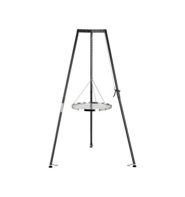 GRILL OGNISKOWY NA BIWAK DUŻY RUSZT NIERDZEWNY INOX 66CM TRÓJNÓG