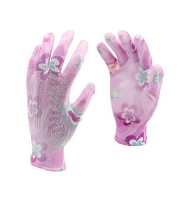 Rękawice ogrodnicze, kwiatki - jasny róż 10 74131 Flo