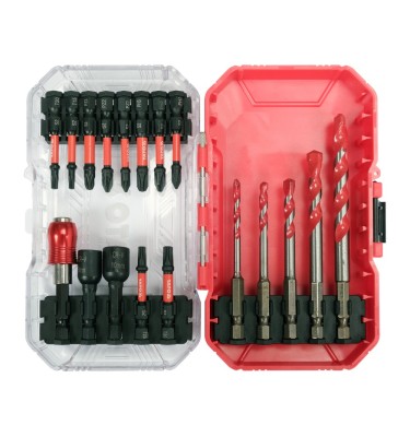 KOŃCÓWKI UDAROWE ŚRUBOKRĘTOWE 1/4'' 18 SZT. BITY WIERTŁA ZESTAW