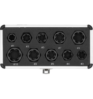 ZESTAW KRÓTKICH WYKRĘTAKÓW DO WYKRĘCANIA USZKODZONYCH ŚRUB 10el. 9-19mm