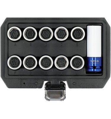 ZESTAW NASADEK DO ŚRUB ZABEZPIECZAJĄCYCH TOYOTA 11 ELEMENTÓW