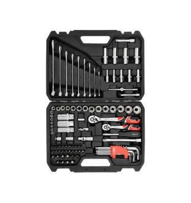 ZESTAW NARZĘDZIOWY 1/4", 3/8" 92 ELEMENTY KLUCZE NASADKI GRZECHOTKI