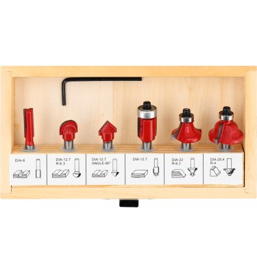 FREZY WIDIOWE DO DREWNA TRZPIEŃ FI 6 MM 6 SZT ZESTAW FREZÓW