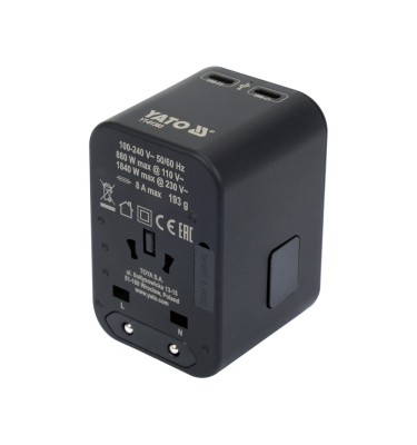 ADAPTER SIECIOWY PODRÓŻNY DO PONAD 150 KRAJÓW USB-C PD 65W PRZEJŚCIÓWKA